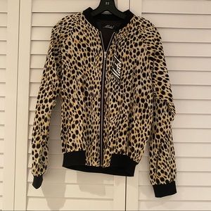 Motel Rocks Cheetah Bomber Zip Jacket. Size Small last one!